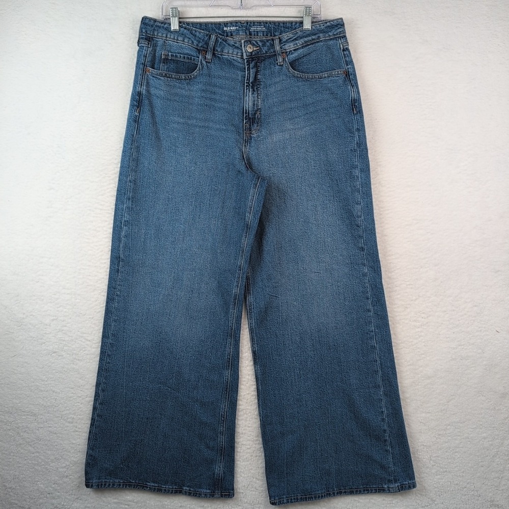 Old Navy Super Wide Leg Jeans Women's 14 High Rise Drapey Denim
